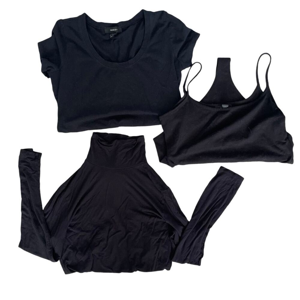 Bundle Of 3 Forever 21 Black Plus Size Bodysuit |… - image 1